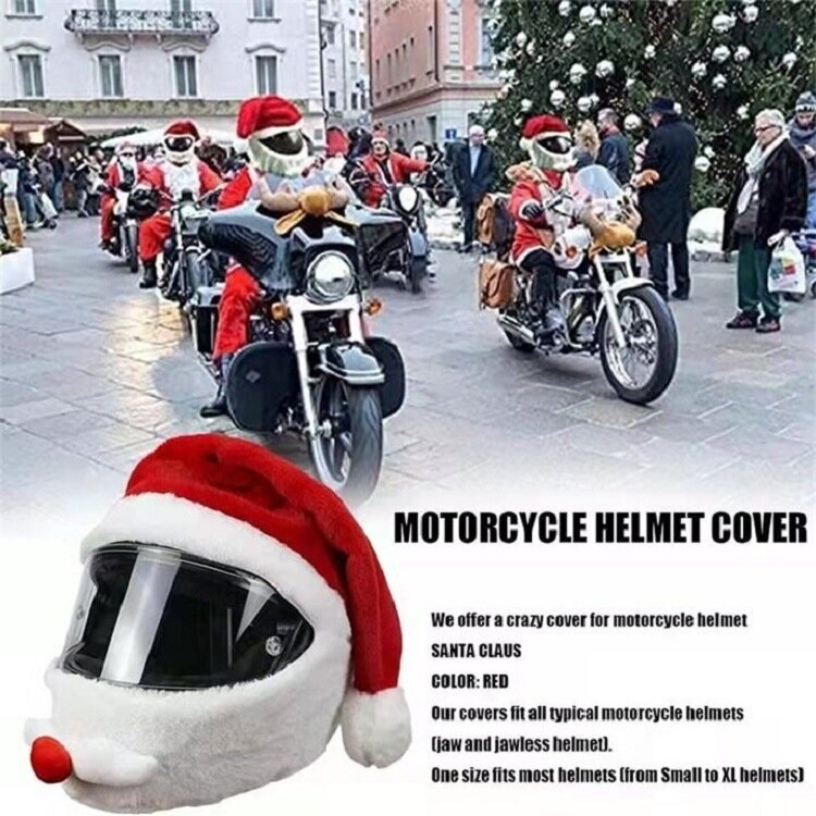 Забавный чехол для мотоциклистов, сумасшедший чехол для шлема, декоративные принадлежности, шапка для шлема, Рождественская шапка, Подарочный чехол, Рождественская шапка