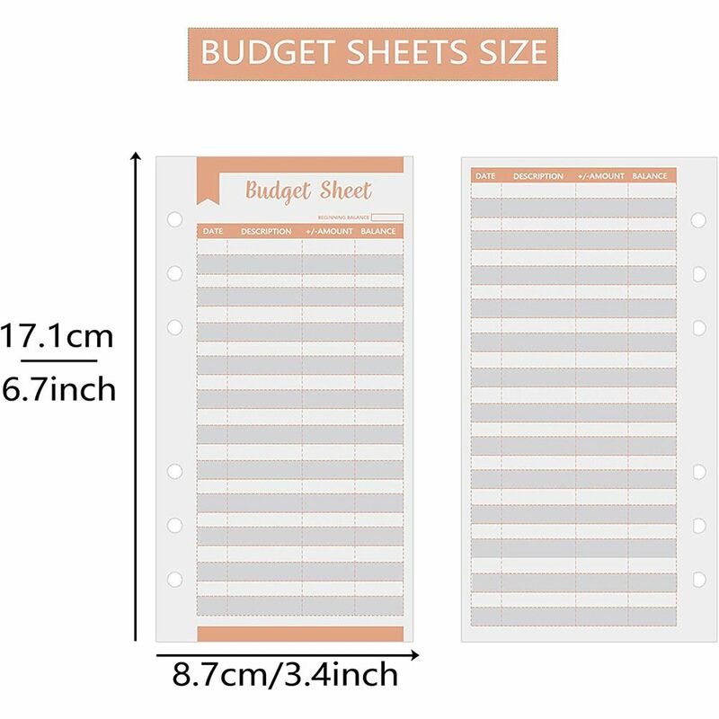 Archivador A6 de 12 piezas, hojas de presupuesto, rastreador de gastos, se ajusta al presupuesto, sobre, BILLETERA, para uso Personal y comercial