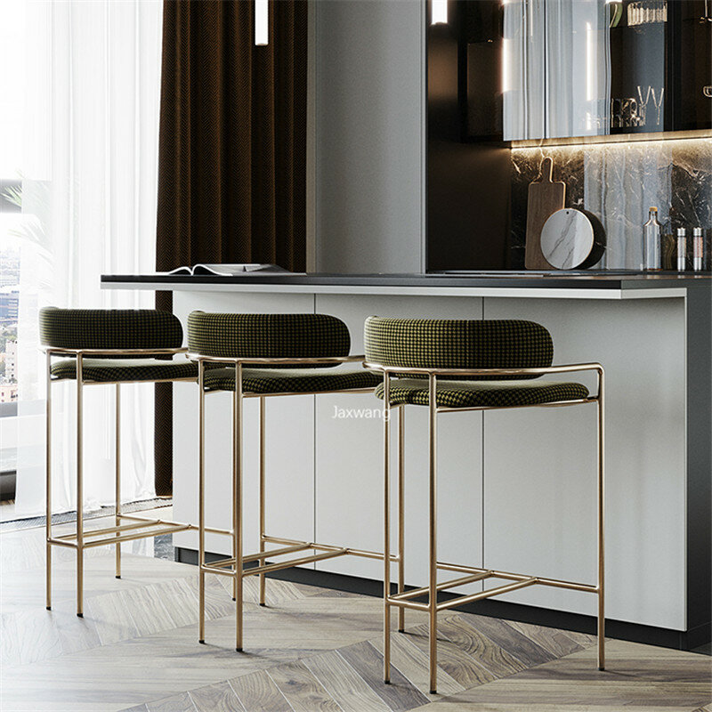 Sedia da Bar personalizzata poltrona nordica moderna minimalista tessuto di lusso sgabello alto sedie da Bar mobili per la casa piedi alti sgabello poltrona
