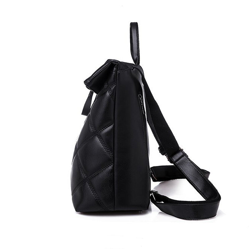 2022 nova moda retro multifuncional mochila feminina xadrez mochila de couro senhora pequena mochila de viagem para meninas sac a fazer