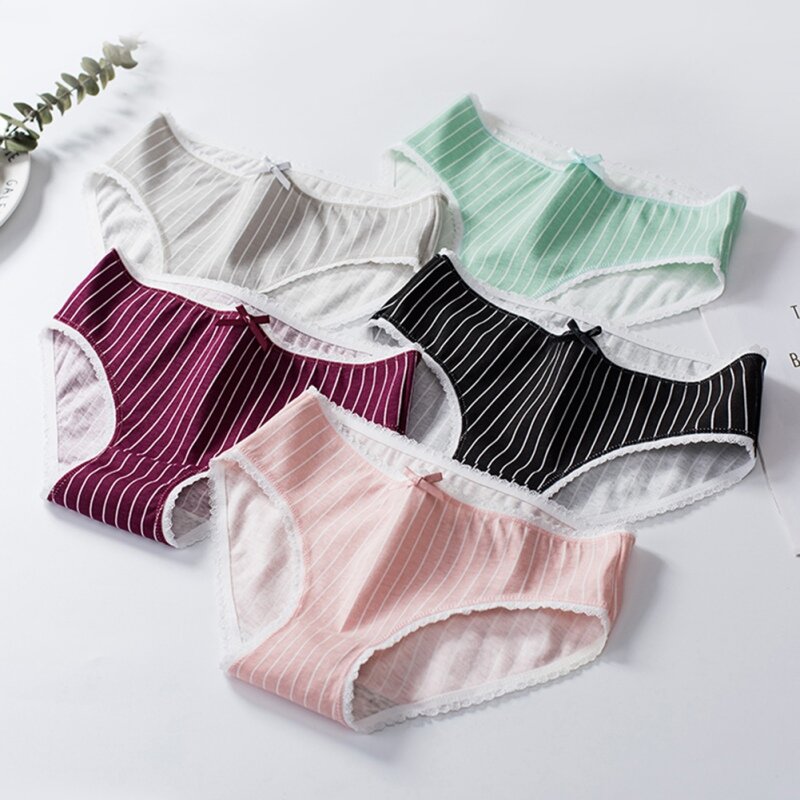 Calzoncillos transpirables para mujer, ropa interior de algodón con lazo, Kawaii, japonés, de talla grande, Color sólido