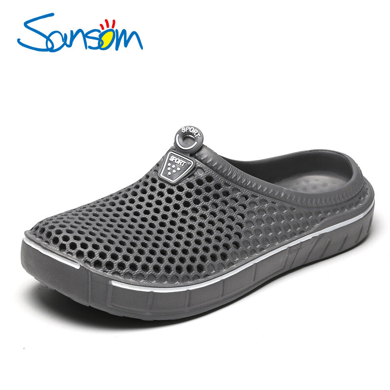 Sansom Туфли-сабо для сада для мужчин быстросохнущие летние пляжные тапочки плоские дышащие уличные сандалии мужская садовая обувь