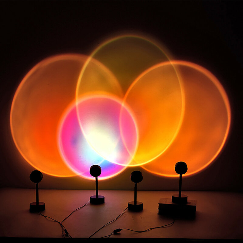 180 Graden Rotatie Rainbow Projectie Lamp Sfeer Nachtlampje 2021 Heetste Zonsondergang Licht Zonsondergang Licht Voor Home Party Ночник