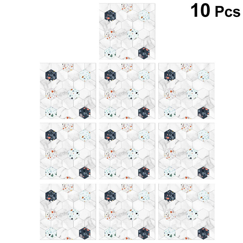 10 pçs chique estilo nórdico telha adesivo de cristal auto-adesivo impermeável fundo adesivo piso decalque para casa de banho escritório ki