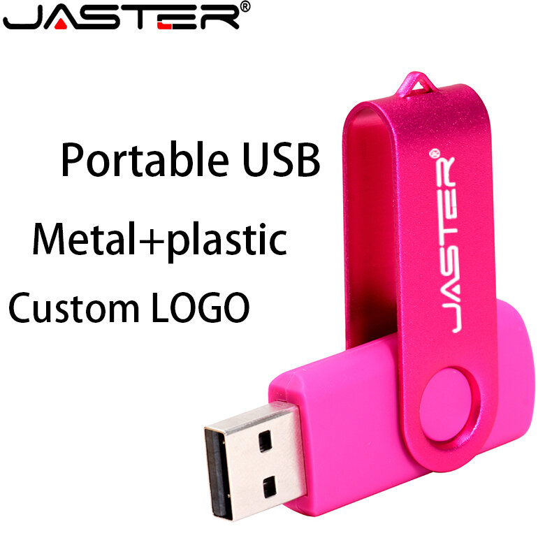 JASTER Hot sale usb 2.0 4GB 8GB 16GB 32GB 64GB 128GB  flash swivel LOGO custom External storage usb flash sticks pendrive flash