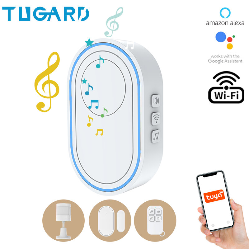 TUGARD DB11 Tuya Wifi Smart Doorbell Home Security Alarm System 58 Sound Apps Control Touch Button 433MHz Wireless Home Burglar