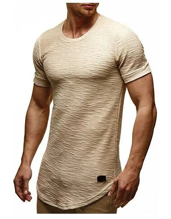 B1180-Summer novos camisetas masculinas cor sólida tendência fina casual de manga curta moda