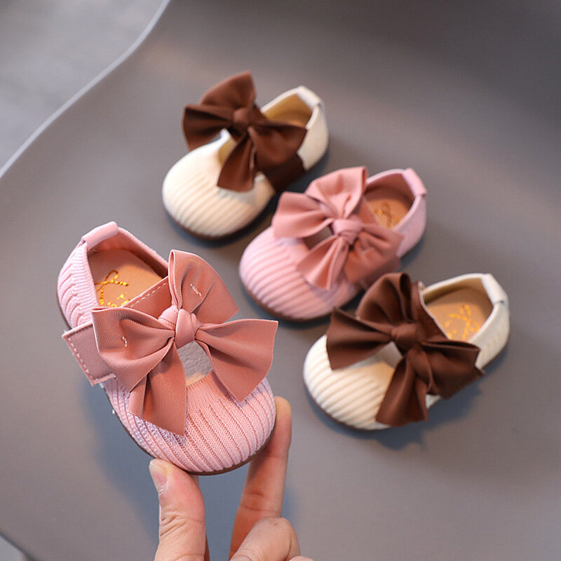 Princesa sapatos de bebê bowknot feminino da criança do bebê macio-sola da criança sapatos de 1-2 anos de idade meninas sapatos novos sapatos casuais do bebê