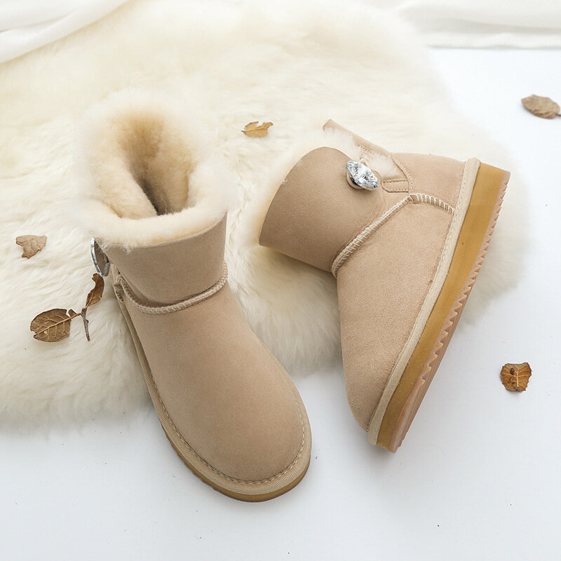 2021 nova chegada sapatos femininos botas de neve de lã real inverno botas quentes genuíno couro de pele de carneiro natural não-deslizamento botas femininas