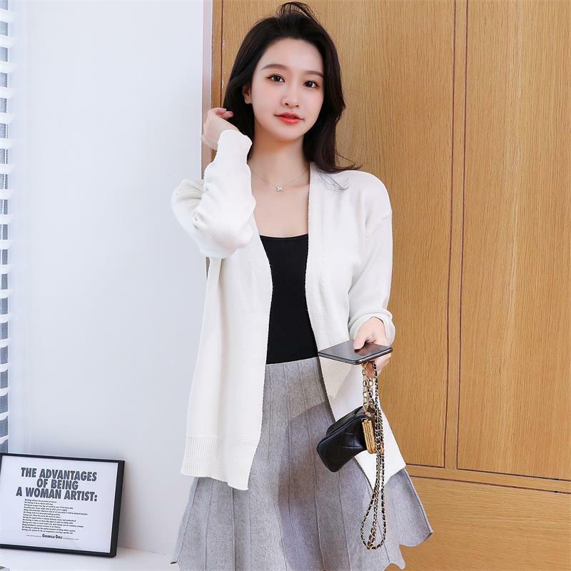 2021 Spring and Autumn New Style Outer Wear All-match Lazy Wind Outer Wear Red Knitted Cardigan Sweater Loose Jacket Women Top