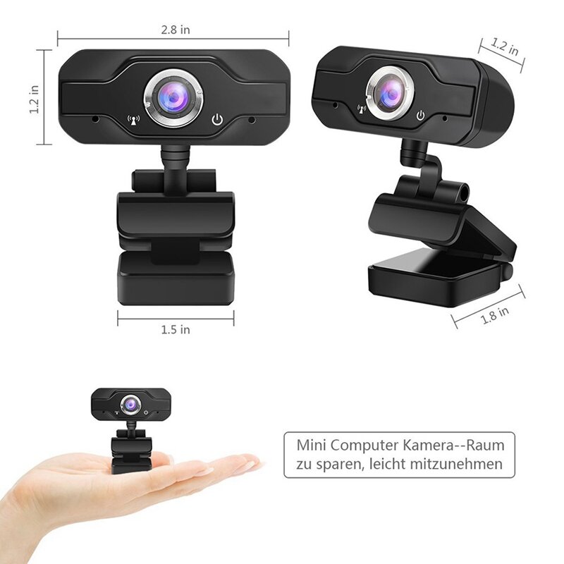 Webcam LED megapíxeles USB 2,0 HD Webcam incorporado en HD micrófono panorámica Video llamada y cámara de grabación con micrófono Clip-on