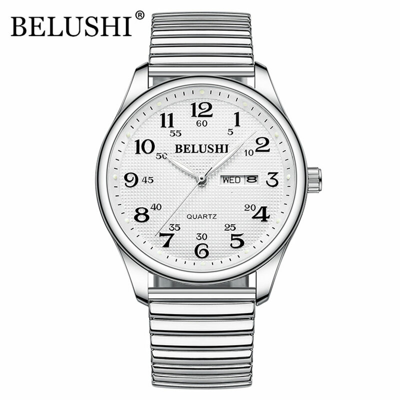 Belushi masculino relógios topo marca de luxo 2021 campo relógio fácil leitor data expansão banda quartzo relógios à prova dfor água para homem mulher