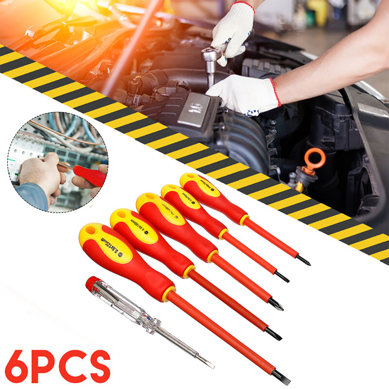 6pcs/set Practical Electricians Screwdriver Set VDA Electrical Insulated Kit Hand Tools Top Quality