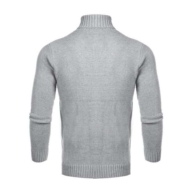 Zimowy ciepły sweter z golfem mężczyźni Vintage Tricot Pull Homme swetry na co dzień męska odzież wierzchnia Slim, dziany sweter jednolity sweter