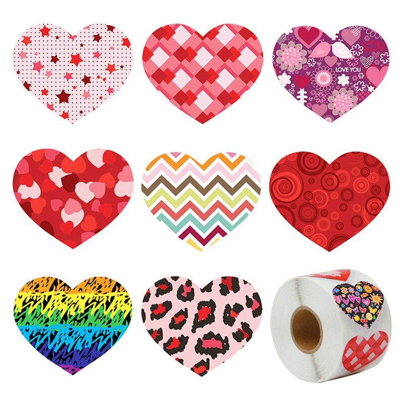 500pcs Heart Shaped Label Sticker Scrapbooking Gift Packaging Seal Birthday Party Wedding Supply Stationery Sticker 1inch