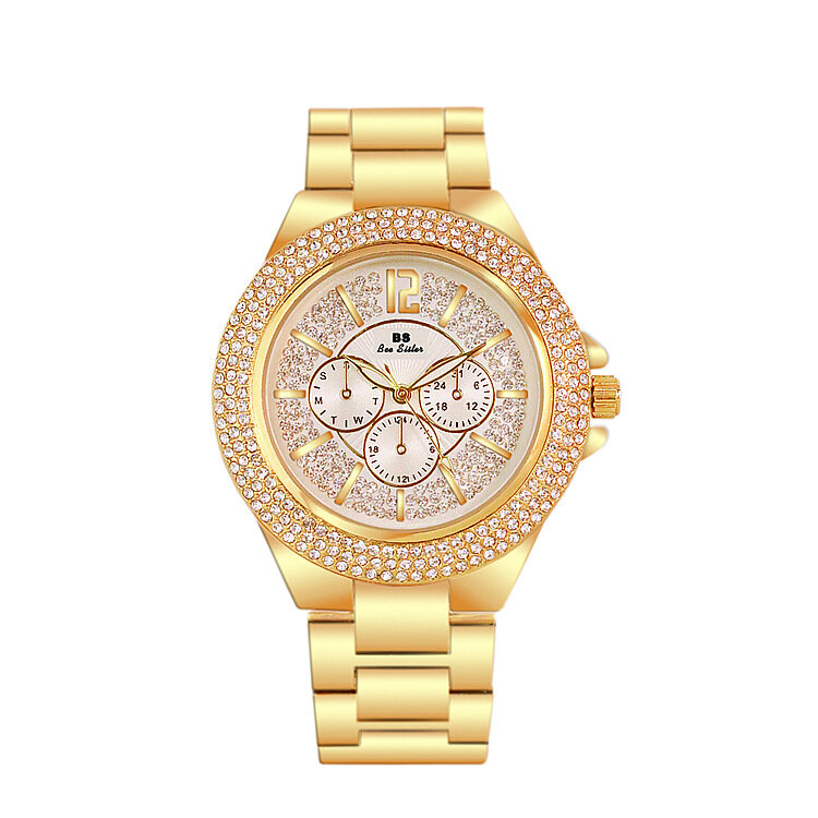 BS New Full Diamond Women's Watch Crystal Ladies Bracelet Wrist Watches Clock relojes Quartz ladies watches for women 115735