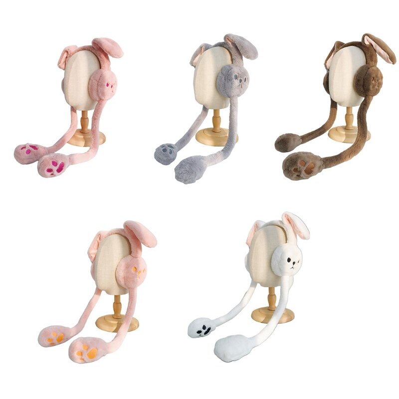Paraorecchie di coniglio orecchie di coniglio mobili paraorecchie paraorecchie per bambini cuffie mobili pieghevoli con orecchie di coniglio In inverno L41B