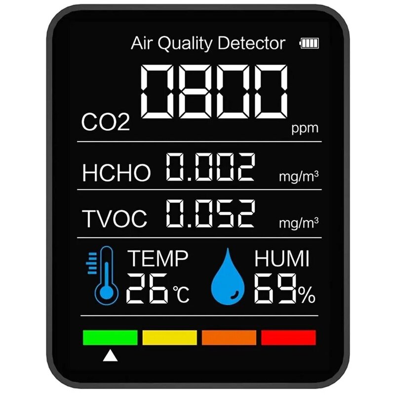 Medidor de CO2 5 en 1, Sensor Digital de temperatura y humedad, Monitor de calidad del aire, Detector de dióxido de carbono, versión inalámbrica con aplicación