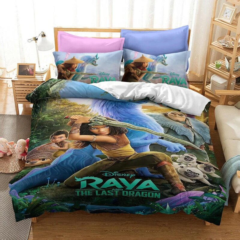 Disney Raya und Die Letzten Drachen Bettwäsche Set Bettbezug und Kissenbezug Voll Größe Bett Set Tröster Set für Bettwäsche