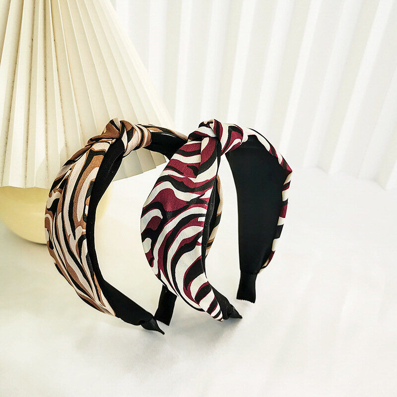Cerceau de cheveux en tissu imprimé à rayures pour femmes, accessoires pour couvre-chef, avec large nœud, à la mode