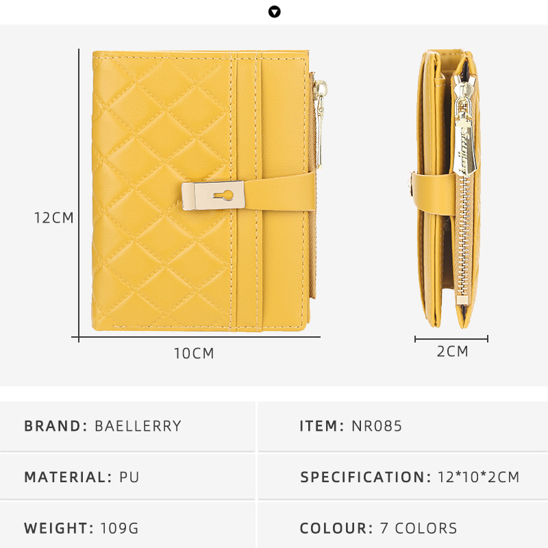 Mini billetera corta de cuero para mujer, cartera femenina de diseñador de lujo con cremallera, tarjetero, 2022