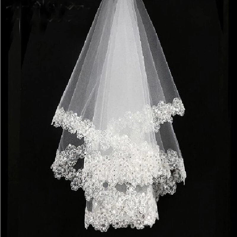 2021 nova chegada laço branco apliques borda casamento nupcial véus noiva véus acessório de casamento