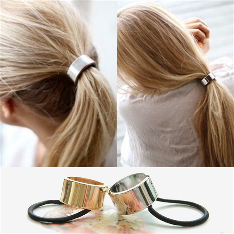 Korea Neue Metall Geometrische Elastische Haar Bänder Gummiband Haar Zubehör Für Mädchen Haar Krawatten Haar Pferdeschwanz-halter Scrunchie