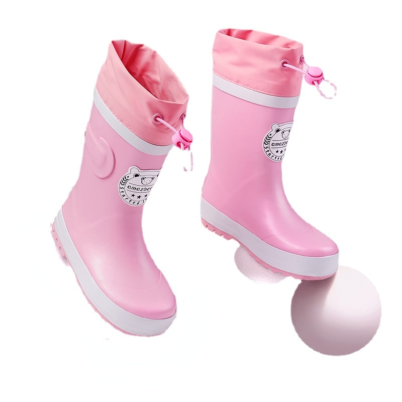 ป้องกันยางสำหรับเด็กสีชมพูรองเท้าสำหรับเด็กแฟชั่น Regenlaarsjes เด็กฝนรองเท้า LL50YX