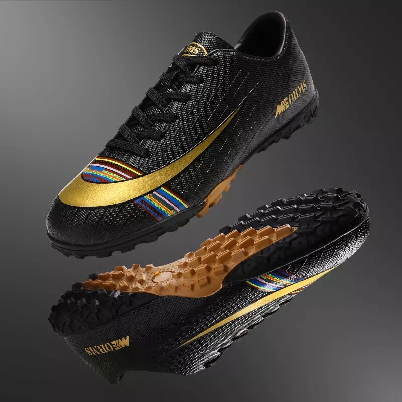 Botas de fútbol atléticas para hombre, zapatos de fútbol atléticos de cuero, tacos de fútbol de tobillo alto, zapatillas de entrenamiento de fútbol, zapatos de Futsal 2021