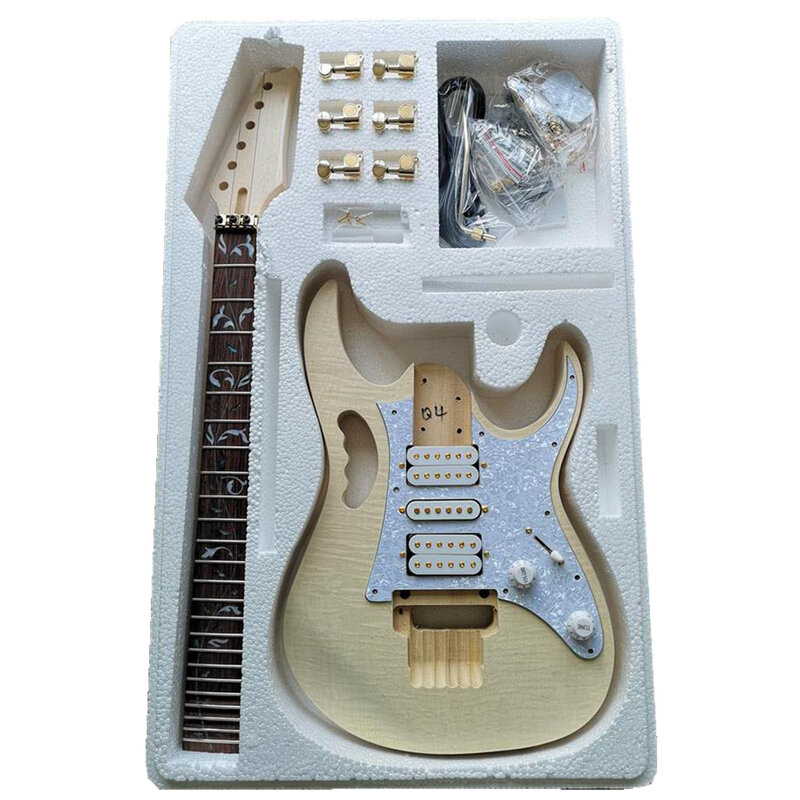 Kit de guitarra elétrica diy premium, kit de projeto de guitarra artesanal, para violão, berço, corpo de bordo