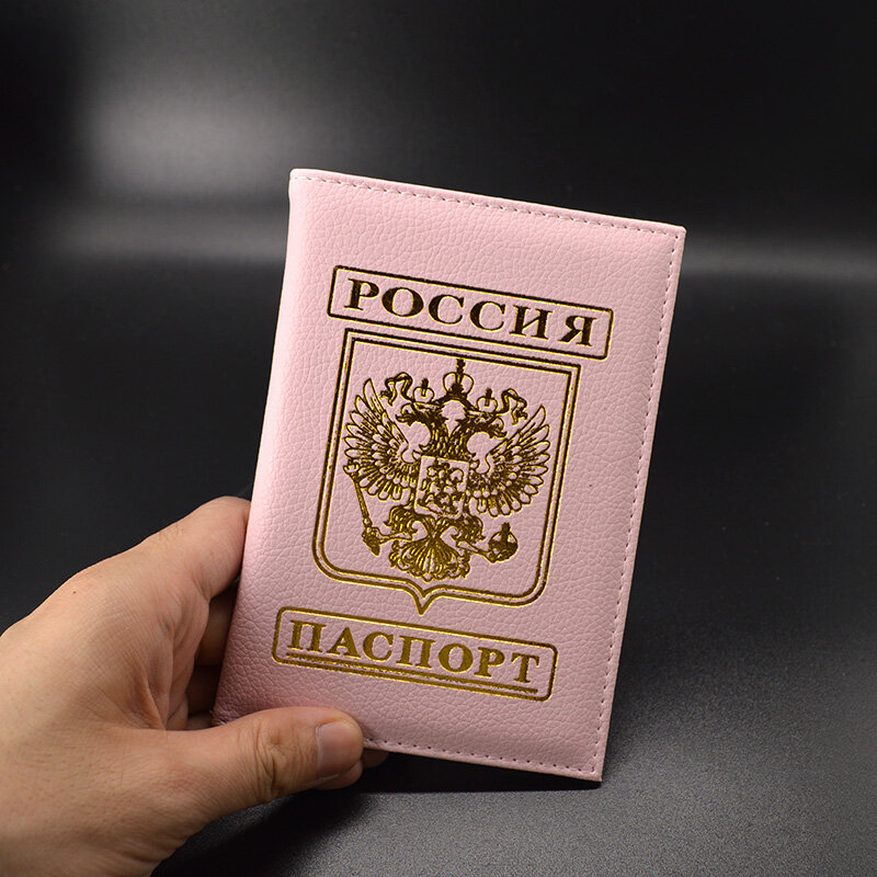 ピンクのパスポートカバー,ロシアのトラベルケース,女性のためのファッショナブルなソフトpuレザープロテクター