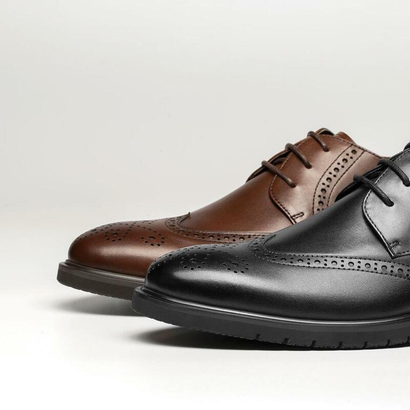 Youpin Qimian – chaussures Derbies en cuir de vache pour hommes, chaussures d'affaires confortables, souples, classiques, plates, marron, noir, à lacets