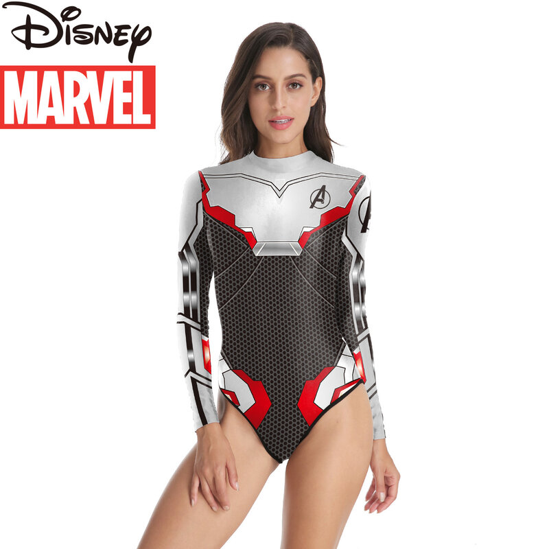 Disney Marvel Avengers cyfrowy długi rękaw z nadrukiem strój kąpielowy maska lato krem do opalania strój kąpielowy na plażę