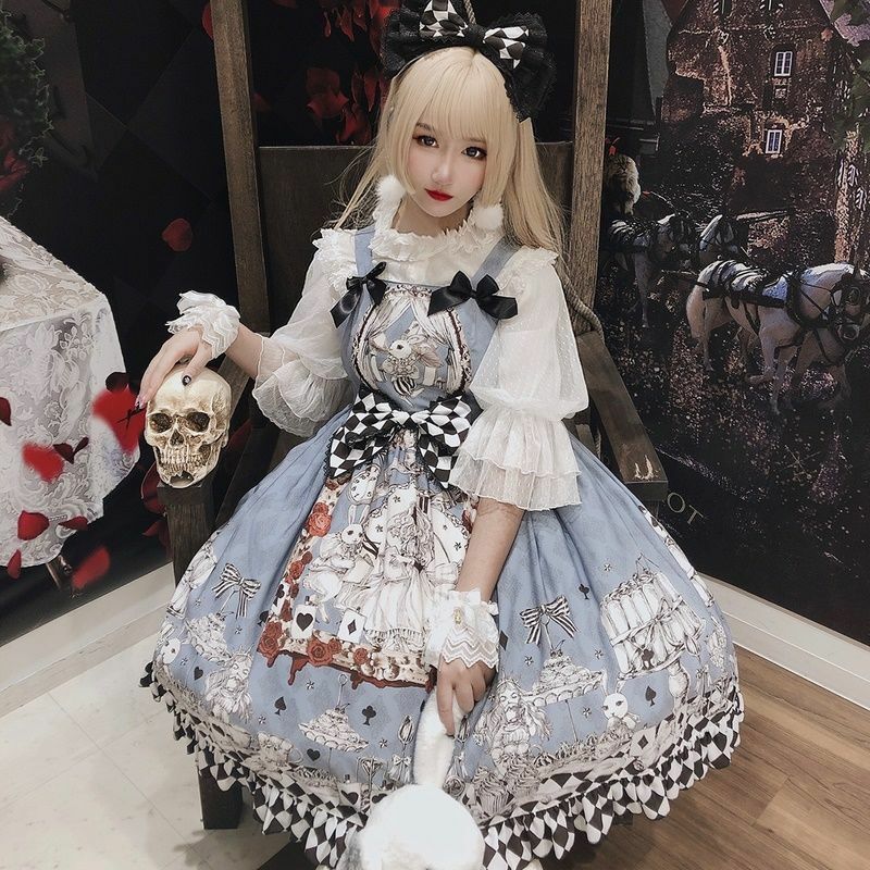Japanese Gothic Lolita Dress Girls Vintage Dark Funeral Lolita Jsk Dress Women Harajuku Cool Sleeveless Punk Suspenders with Bow