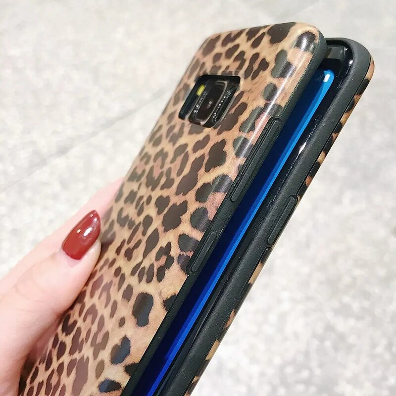 Custodia morbida per telefono LAPOPNUT per Samsung Galaxy S10 S9 S8 Plus S20 Ultra 5G S21 Cover in Silicone opaco antiurto con stampa leopardo