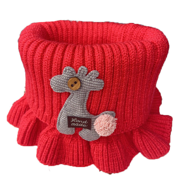 Jersey de lana de punto para niño y niña, bufanda bonita y cálida para niño y bebé, Jersey sólido de moda coreana, bufandas circulares de anillo para niño