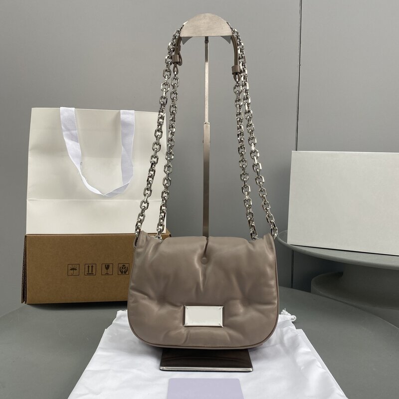 women bags2021 autumn and winter Majia new sheepskin folds chain pillow bag messenger bag nude pink leather shoulder bag female