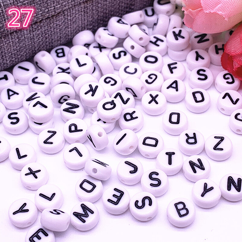 Pingentes de letras de alfabeto 100x4mm, miçangas de letras em formato redondo com 26 letras para fazer acessórios de joalheria