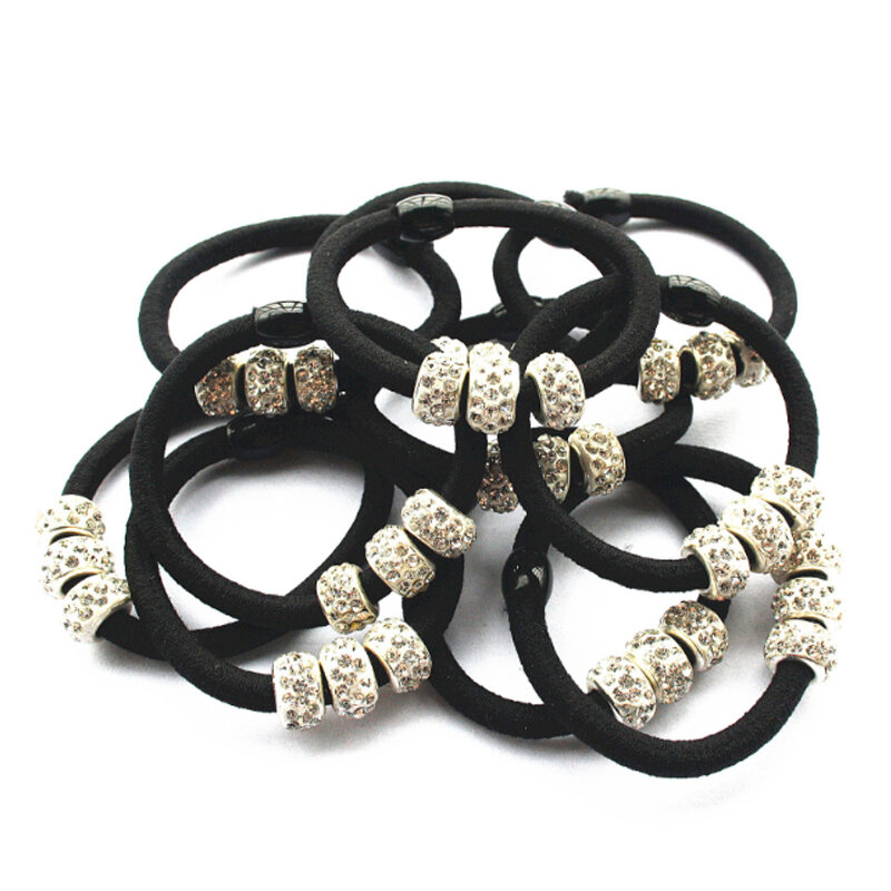 Koop 10Pcs Kristal Vrouwen Haar Ring Touwen Legering Elastische Hair Ties Diamond Paardenstaart Mooie Koreaanse Versie Haarband Zwart
