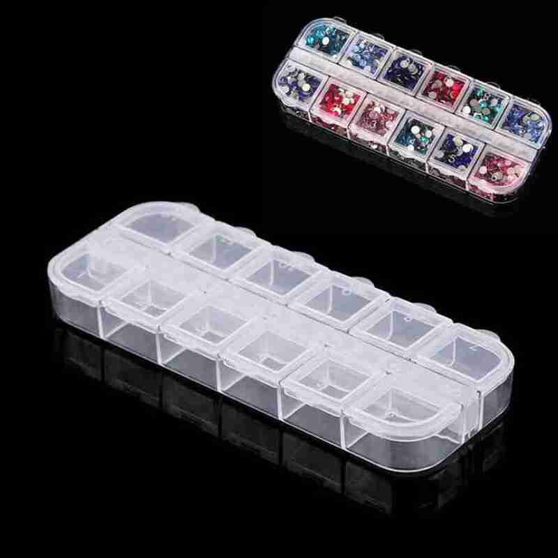 13*5*1,5 cm joyería caja de almacenamiento de caja de almacenamiento transparente casa 12 de almacenamiento de escritorio caja de artículos varios multifuncional células X8S1