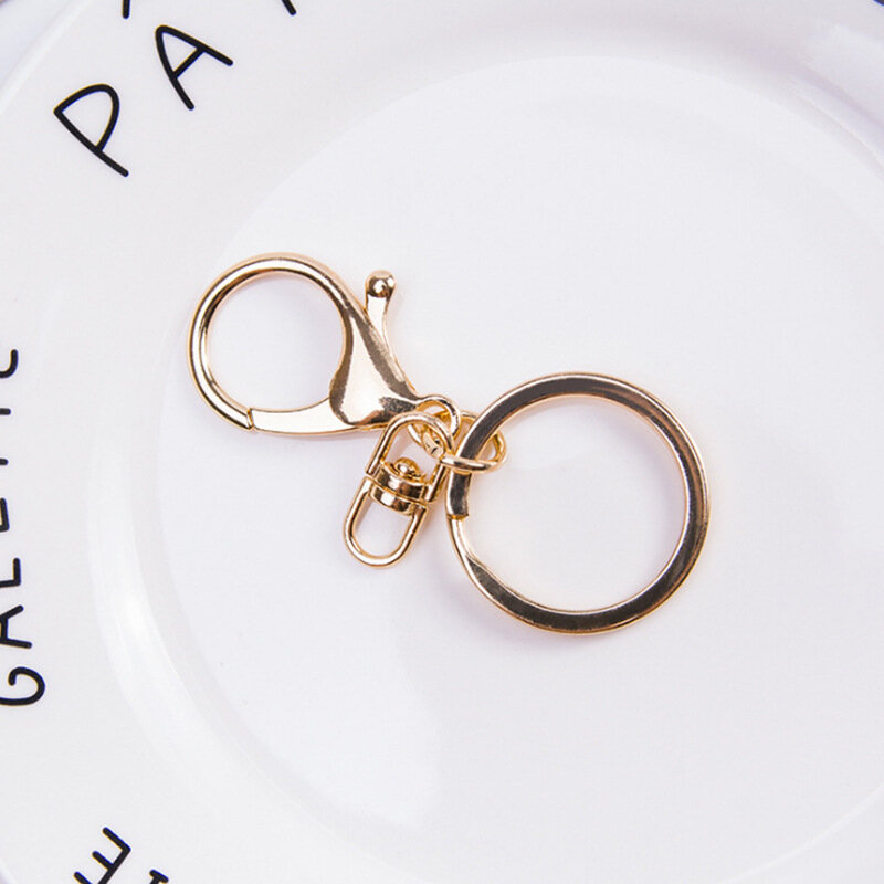 1 pçs 30mm anel chave longo popular clássico 2 estilos chapeado lagosta fecho chaveiro corrente jóias fazendo para chaveiro