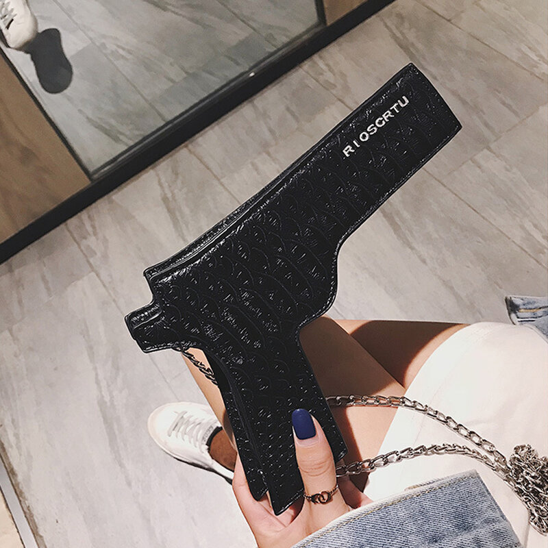 Sac à main de luxe en forme de pistolet pour femmes, sac à bandoulière avec chaîne en Pu, petite bourse de styliste, 2022