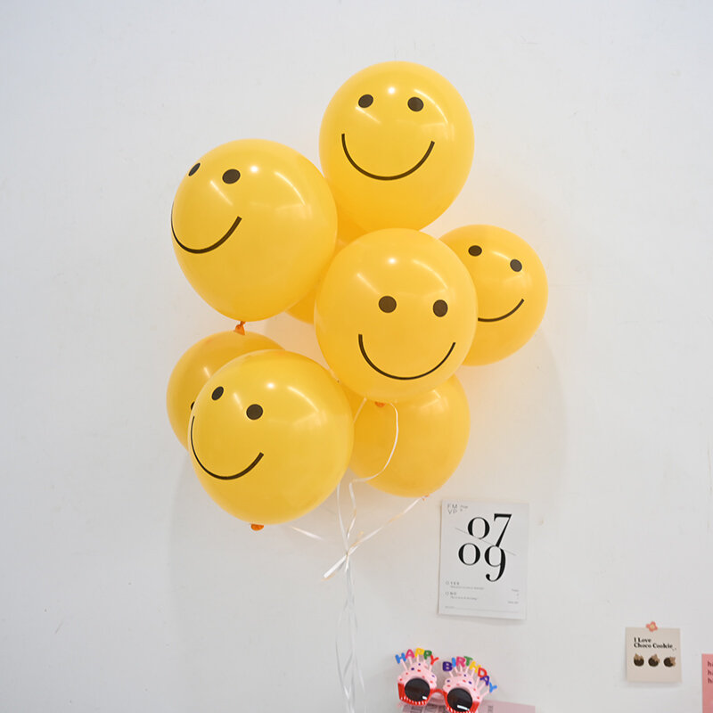 Decoración de globos para Baby shower, cara sonriente redonda, globos para fiesta de cumpleaños, 10 Uds.