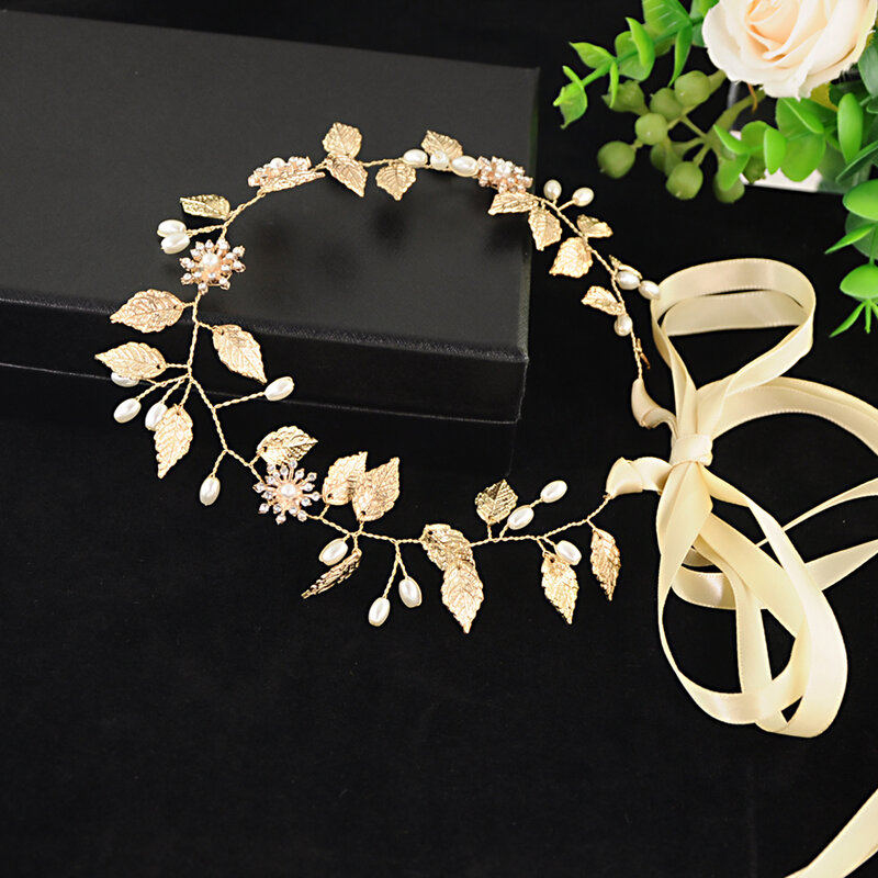 Golden Leaf Tiara Wedding Headband Alloy Leaf Crown Bridal Headpieces Wedding Headpieces Hair Jewelry Bridal Hair Accessories