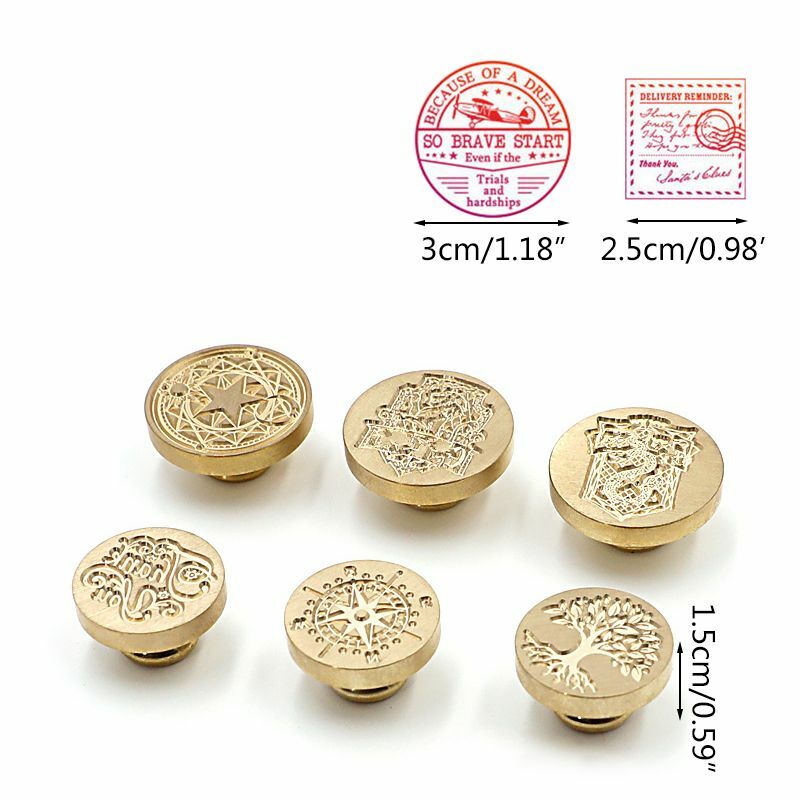 500 + Pola Lilin Seal Stamp Retro Kayu Stamp Kit Mengganti Kepala Tembaga-Prangko Seri