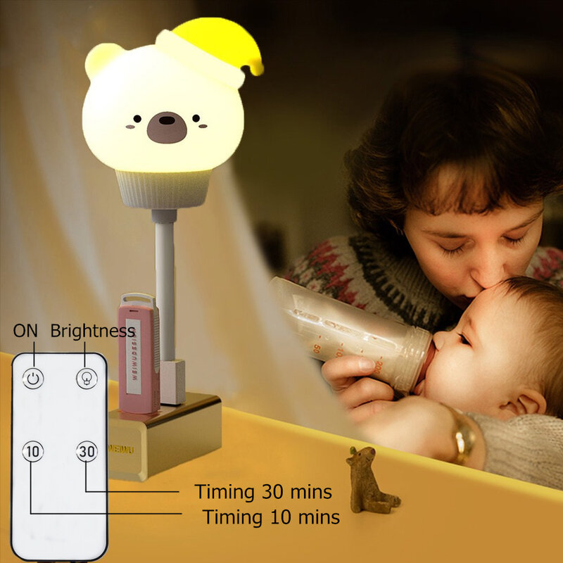 Lampka nocna lampa dziecięca USB LED lampka nocna niedźwiedź królik dla dziecka lampka nocna dekoracja sypialni prezent lampa dziecięca