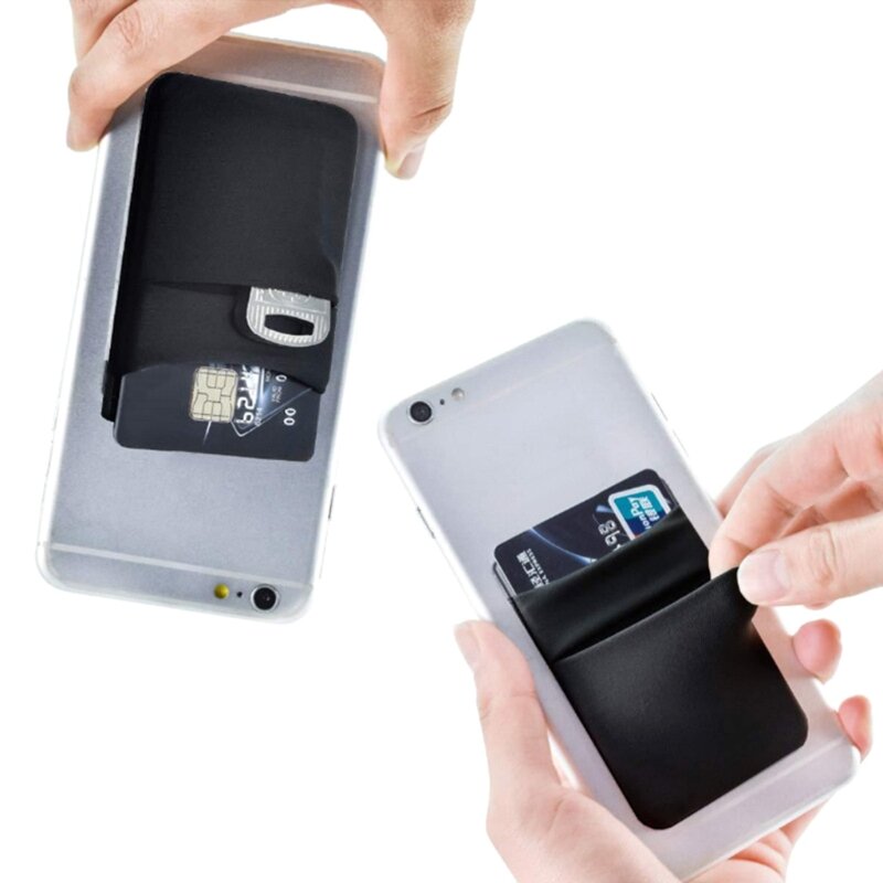 Lycra ผู้ถือบัตรโทรศัพท์มือถือสติกเกอร์แน่นกาวกลับบัตรเครดิตผู้ถือกระเป๋ากระเป๋าสตางค์