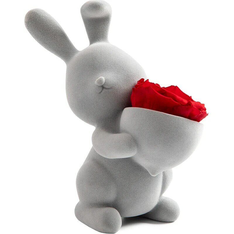 Аксессуары для украшения комнаты, миниатюрный милый кролик, кавайное украшение для комнаты, вечный Кролик для мальчика, роза, подарки на сва...