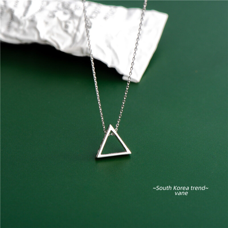 Sodrov 925 Sterling Silver Necklace Pendant For Women Triangle Necklace LOVE FAITH Pendant Silver 925 Jewelry Pendant Necklace