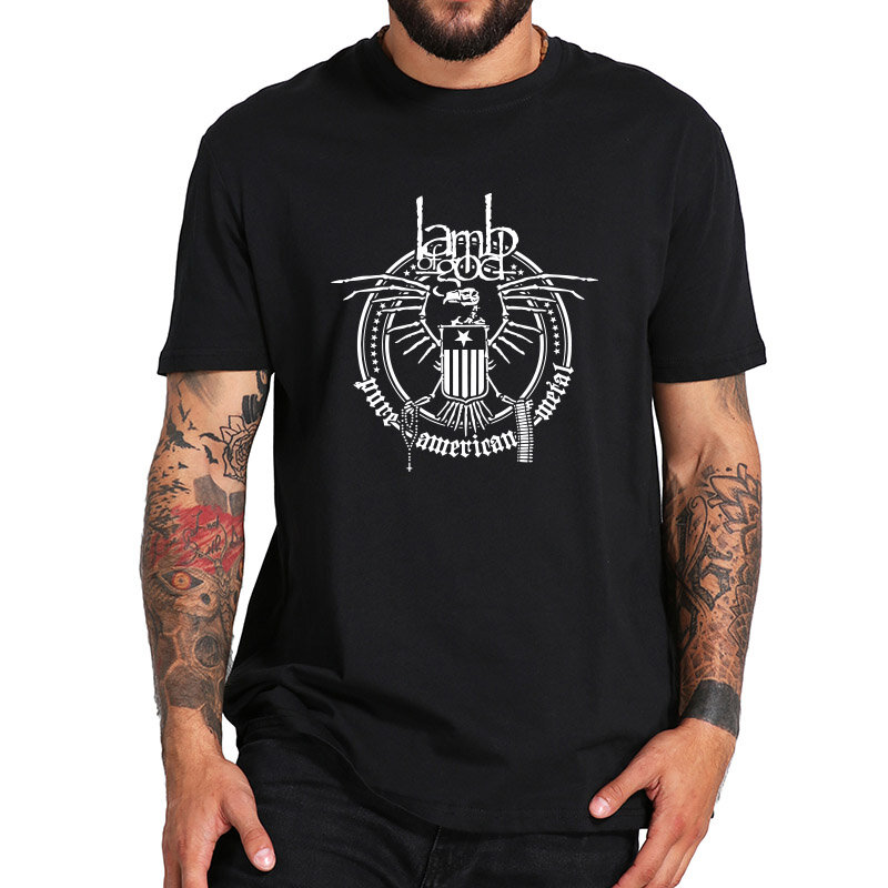 Cordeiro de deus tshirt esqueleto americano heavy metal banda t camisa confortável de alta qualidade camisetas tamanho da ue navio da gota